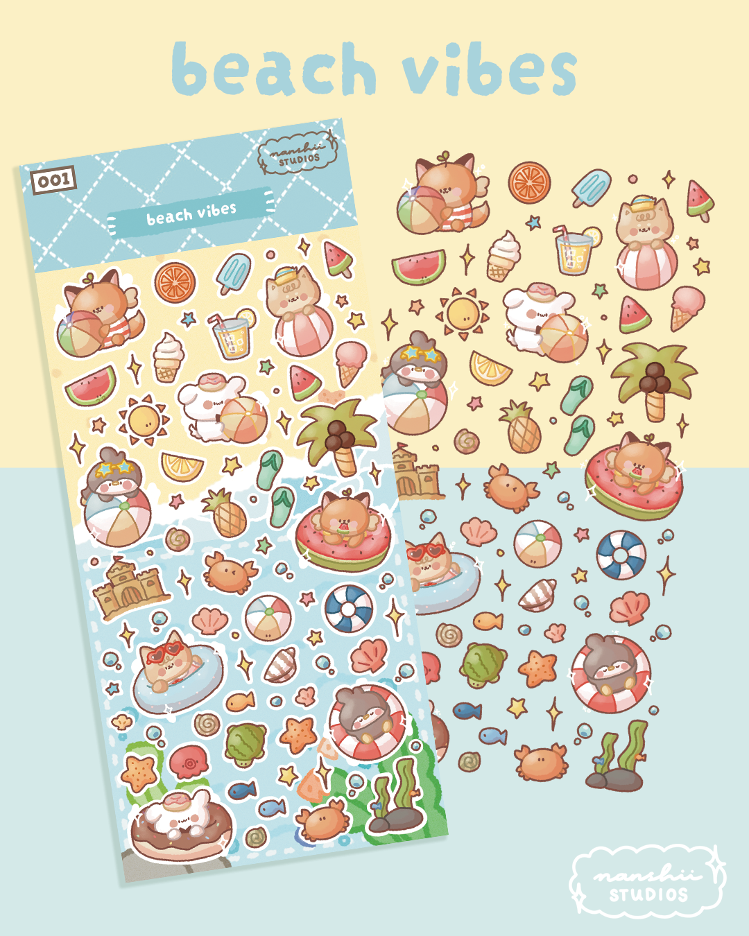 001 Beach Vibes - Sticker Sheet
